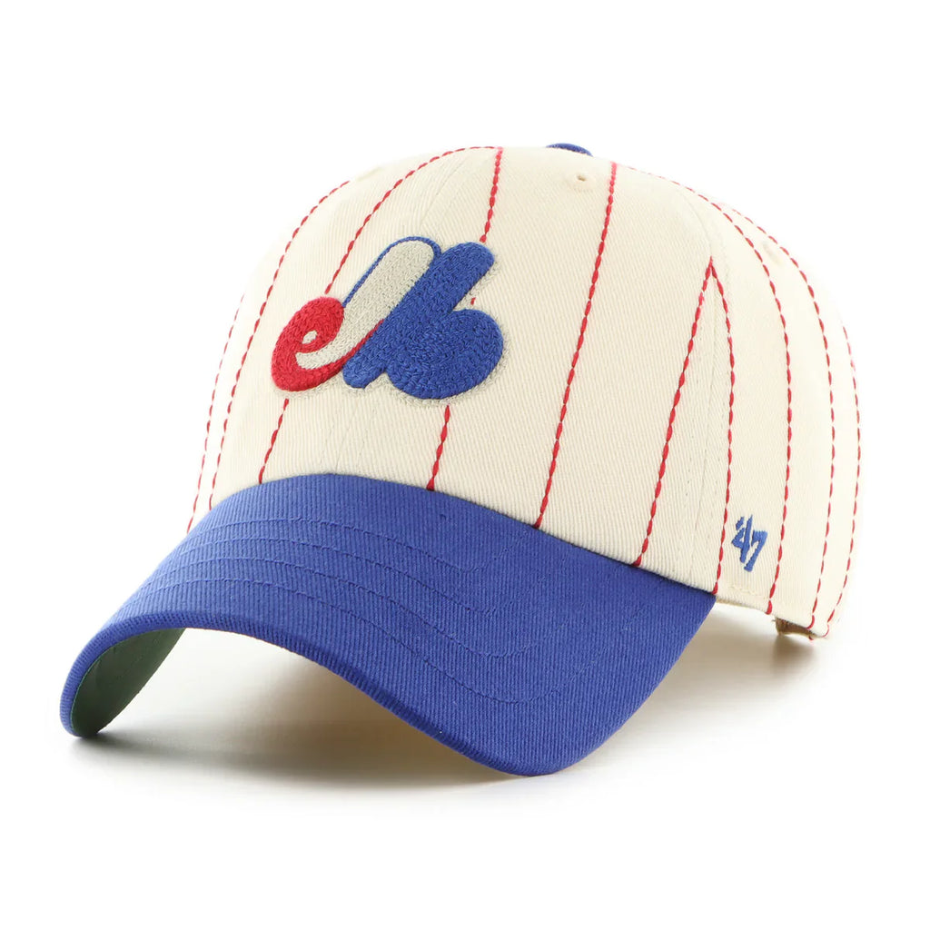 Montreal Expos MLB 47 Brand Men's Beige Rawlings Pinstripe Clean Up  Adjustable Hat