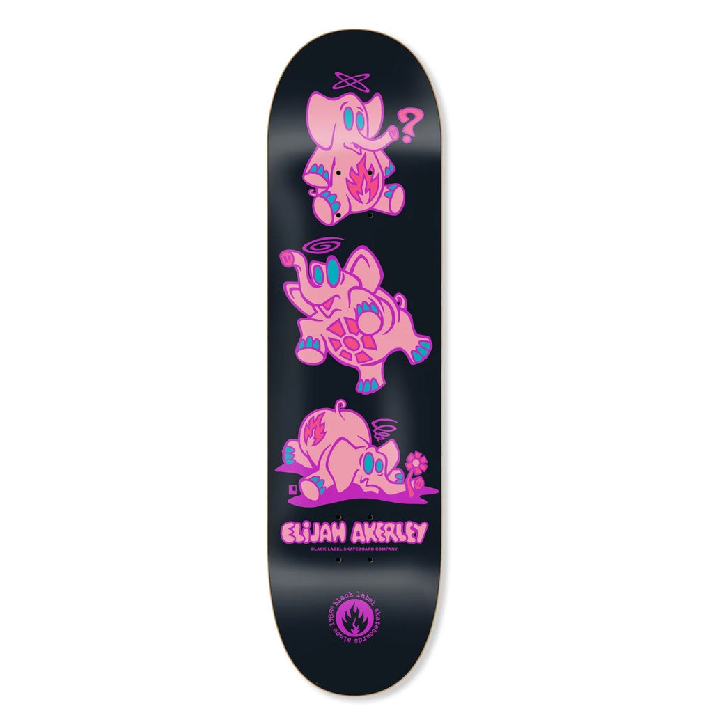 Black Label Skateboard Deck Elijah Akerley Pink Elephants Black 9.0" x 32.62"