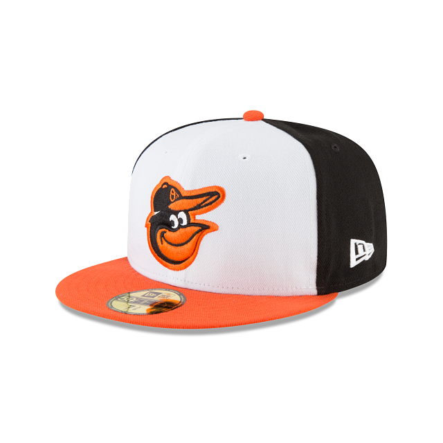 Baltimore Orioles MLB New Era Men's White Orange 59Fifty Authentic Collection Home Fitted Hat
