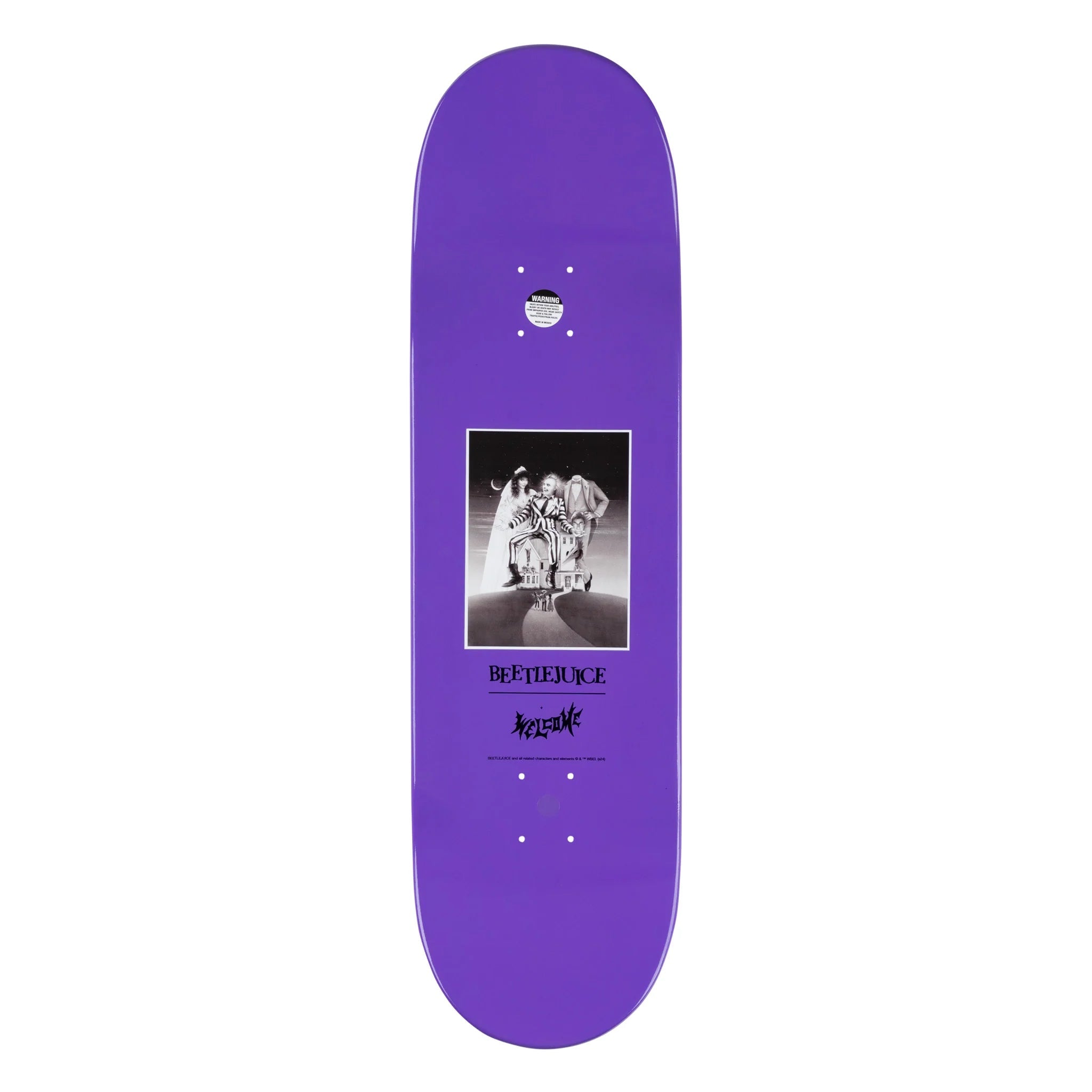 Welcome X Beetlejuice Skateboard Deck Showtime On Popsicle Black/Purple 8.5" x 32.35"