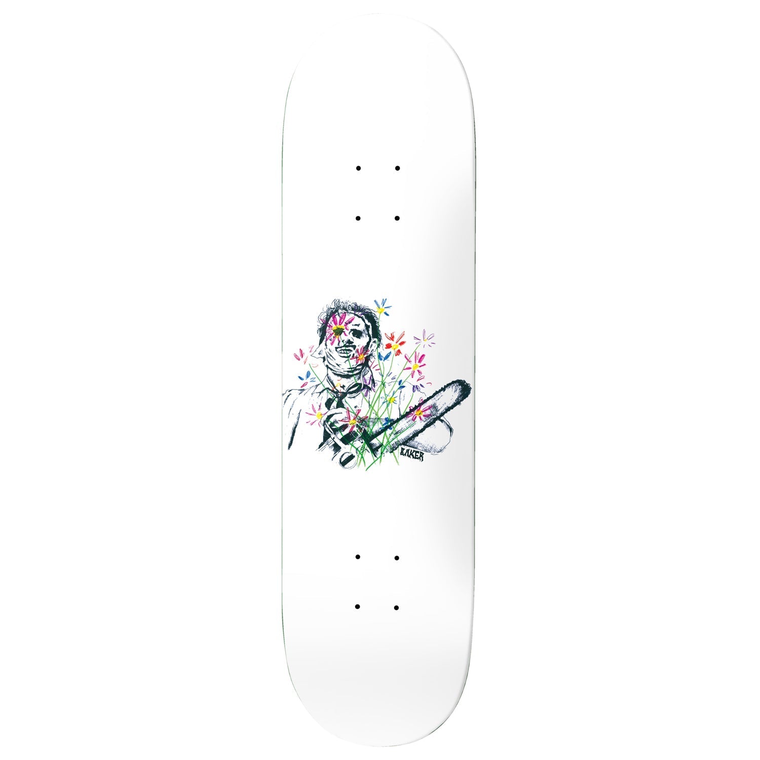 Baker Skateboard Deck Casper Brooker Texas Flowers White 8.5" x 32"