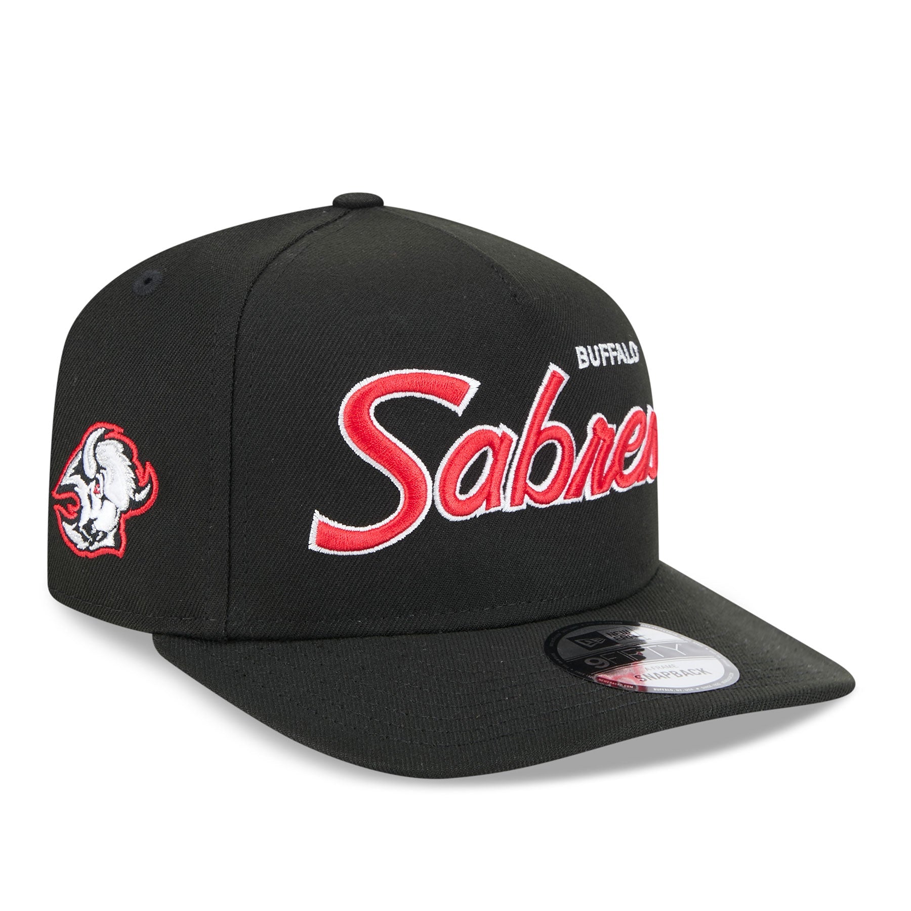 Buffalo Sabres NHL New Era Men's Black Alternative 9Fifty Script A-Frame Snapback Hat
