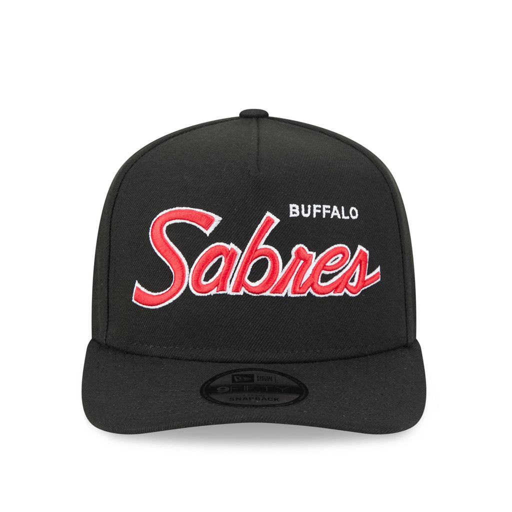 Buffalo Sabres NHL New Era Men's Black Alternative 9Fifty Script A-Frame Snapback Hat