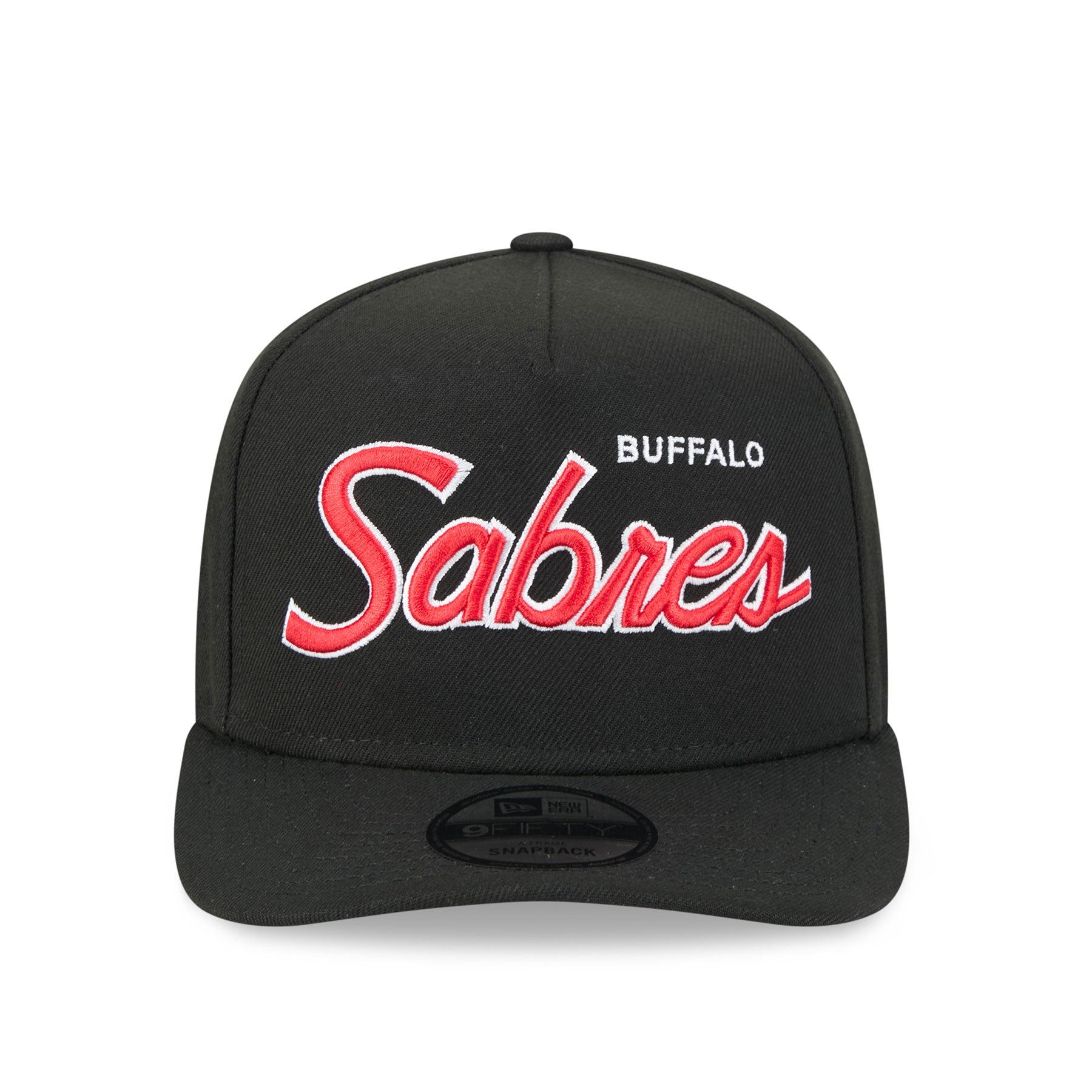 Buffalo Sabres NHL New Era Men's Black Alternative 9Fifty Script A-Frame Snapback Hat