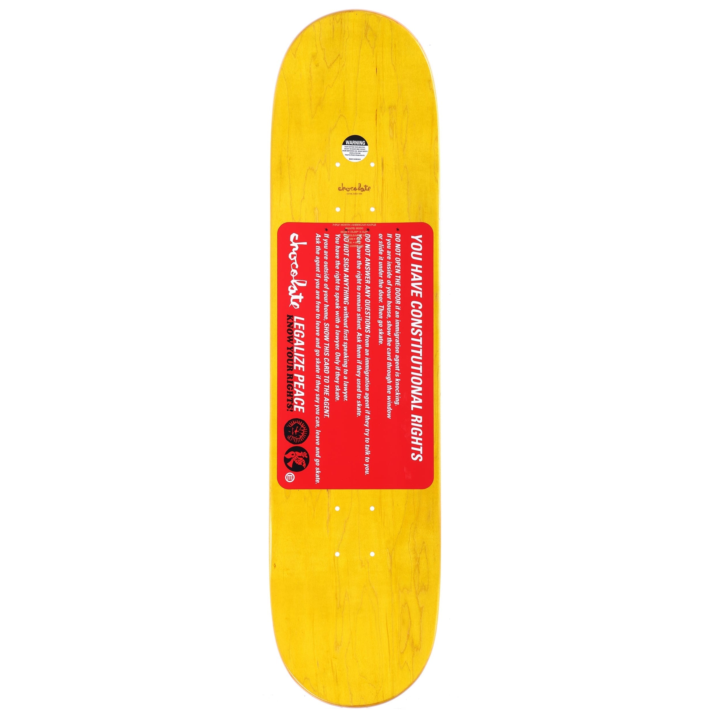 Chocolate Skateboard Deck Perez Know Your Rights Twin 8.0" x 31.88"