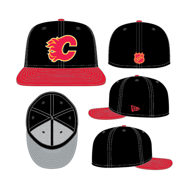 Calgary Flames NHL New Era Men's Black and Red 59Fifty Fitted Hat