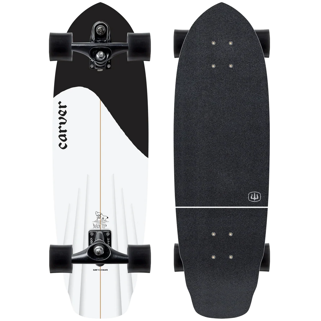 Carver Black Tip Surfskate Complete C7 Coal Satin - 32.5″