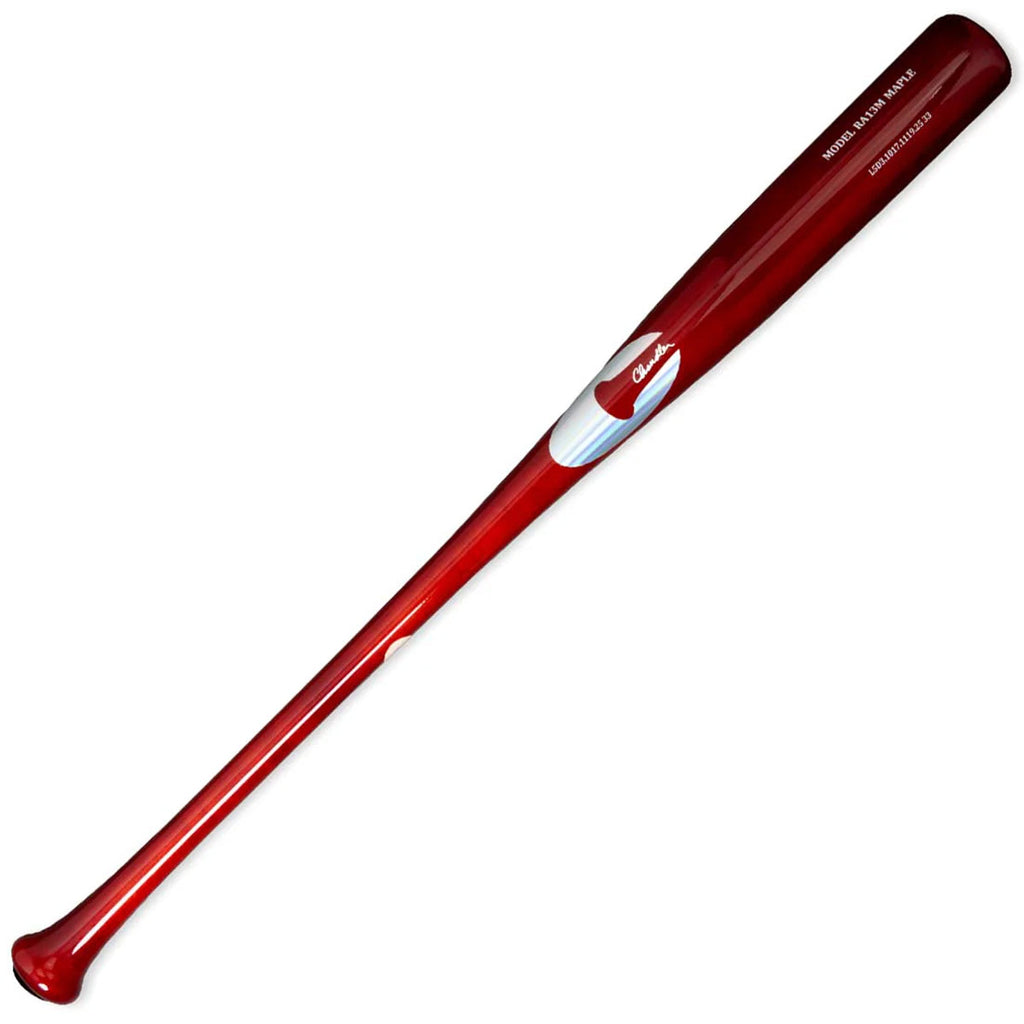 Chandler RA13M Maple Wood Baseball Bat (-2 to -3) Balanced Long Barrel Pro Ink Dot MLB Approved Cherry Gloss Performance Cut