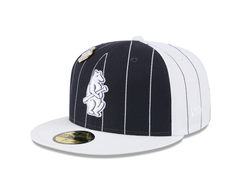 Chicago Cubs MLB New Era Men's Navy 59Fifty Two Tone Pinstripe Fitted Hat