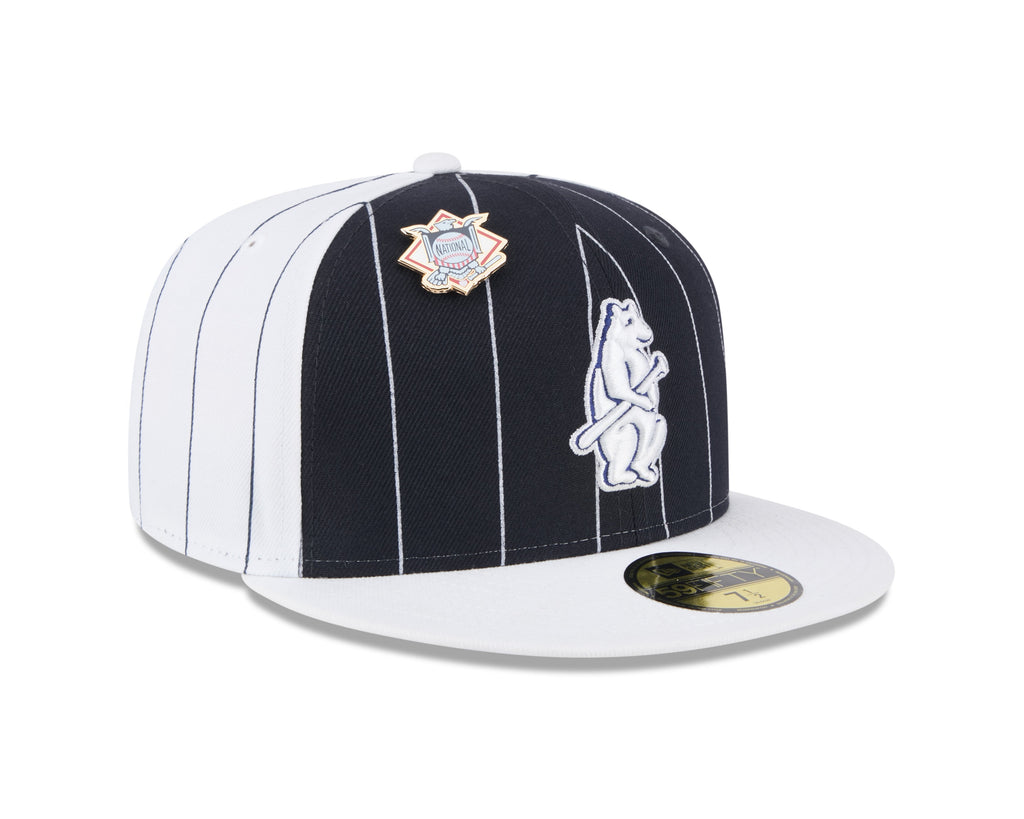Chicago Cubs MLB New Era Men's Navy 59Fifty Two Tone Pinstripe Fitted Hat