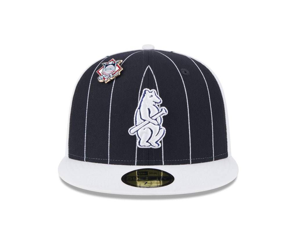 Chicago Cubs MLB New Era Men's Navy 59Fifty Two Tone Pinstripe Fitted Hat