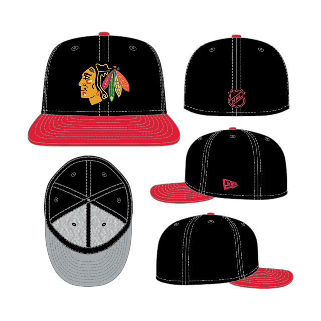 Chicago Blackhawks NHL New Era Men's Black and Red 59Fifty Fitted Hat