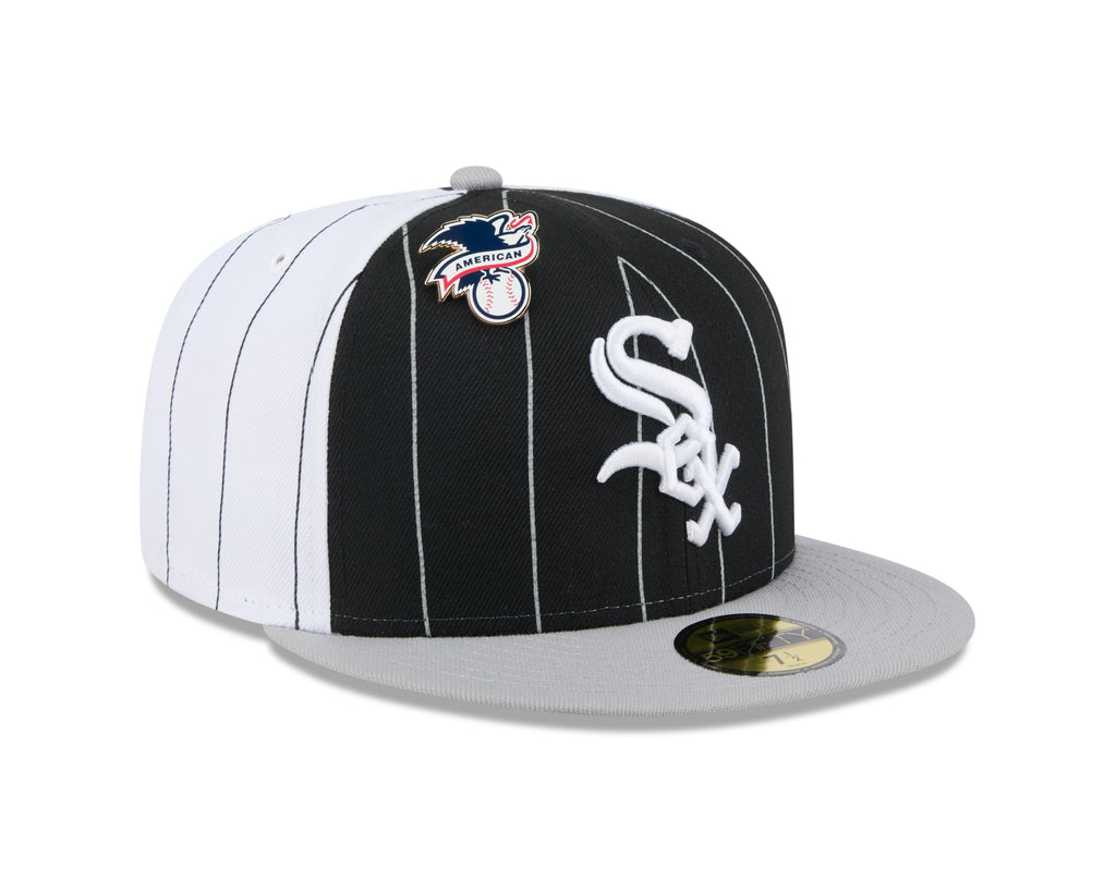 Chicago White Sox MLB New Era Men's Black 59Fifty Two Tone Pinstripe Fitted Hat