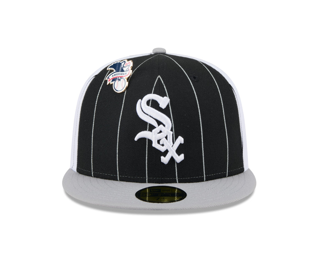 Chicago White Sox MLB New Era Men's Black 59Fifty Two Tone Pinstripe Fitted Hat