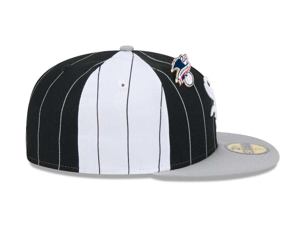 Chicago White Sox MLB New Era Men's Black 59Fifty Two Tone Pinstripe Fitted Hat