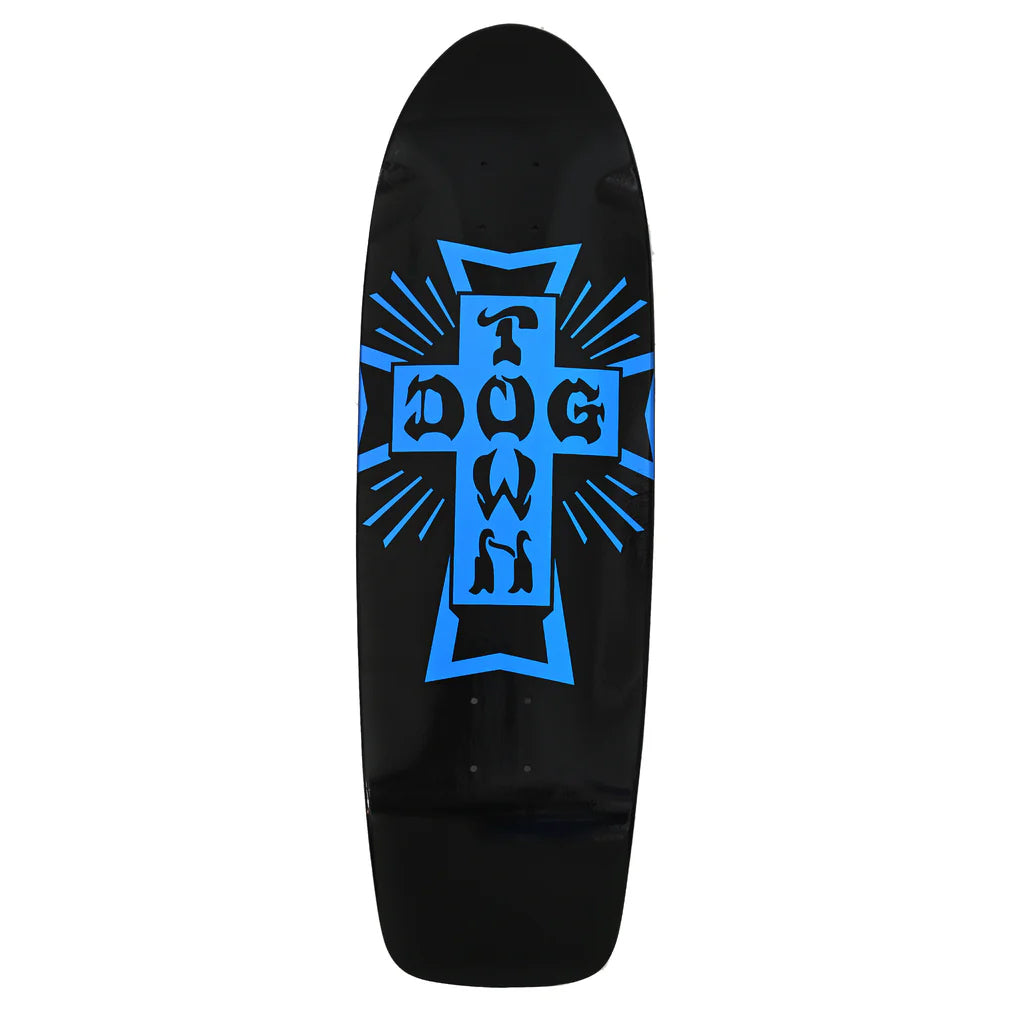 Dogtown Skateboard Deck Cross Logo 70s Rider Black/Blue 9.0" x 30.575"