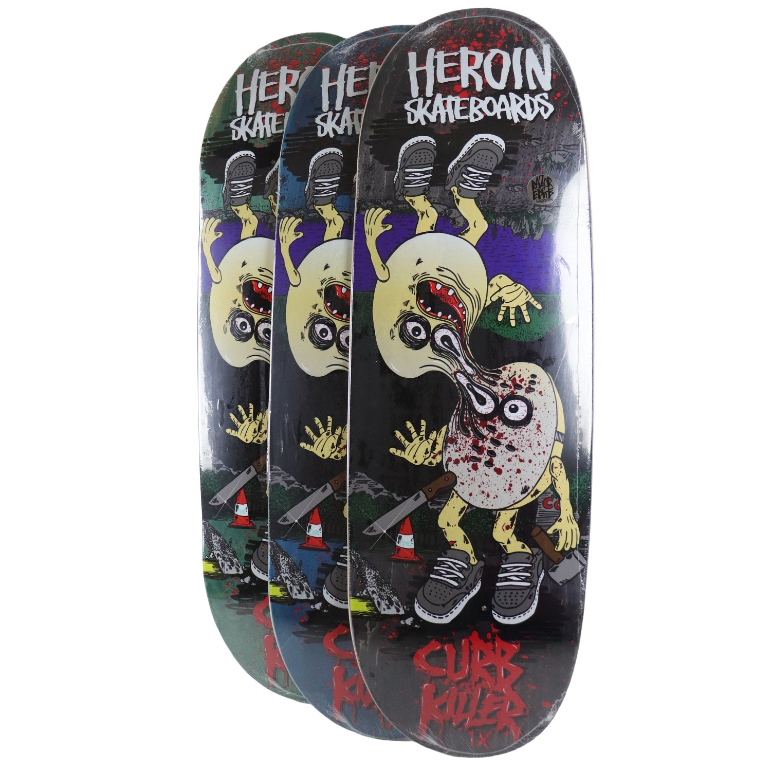 Heroin Skateboard Deck Curb Killer 9 Merged (Assorted) 10" x 32.5"
