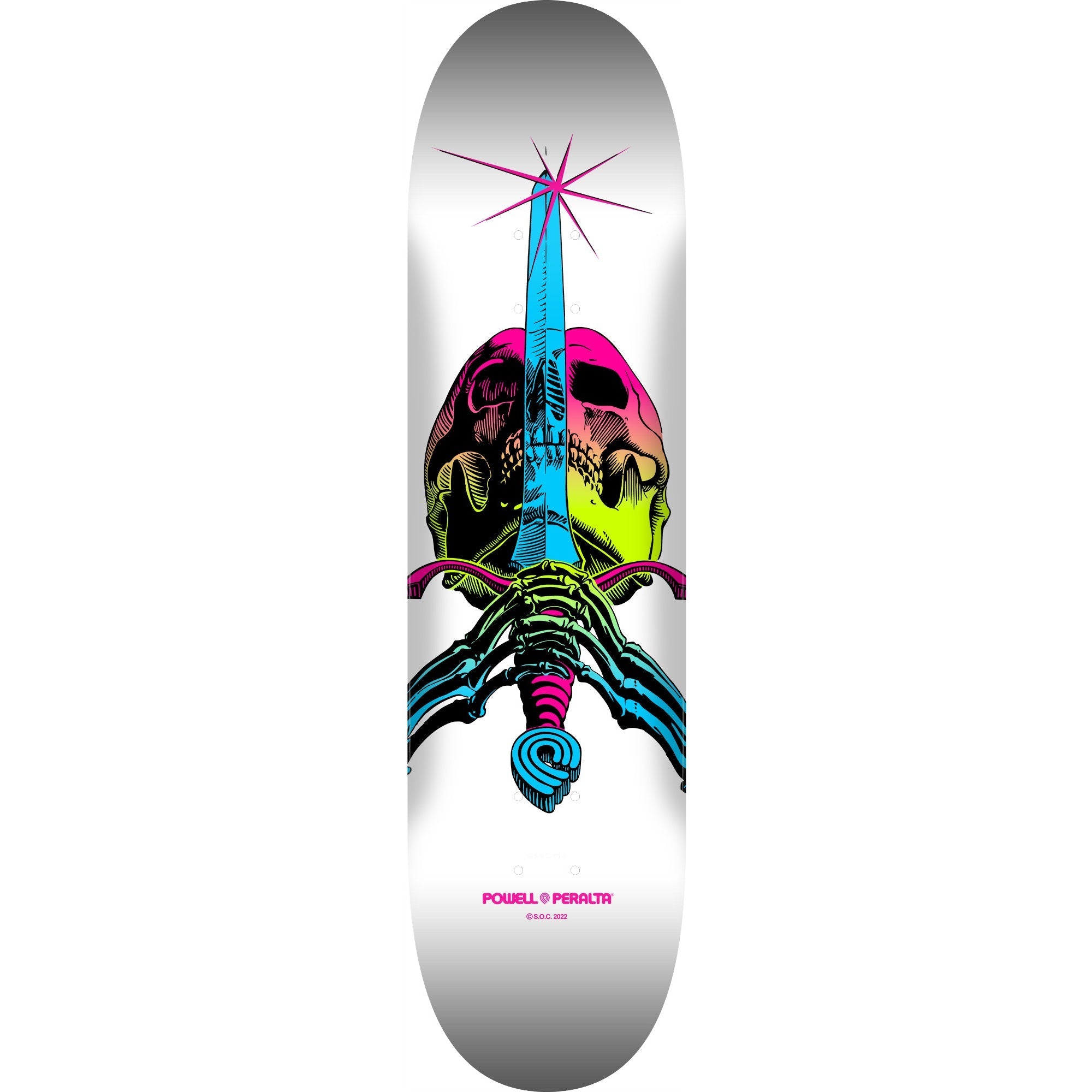 Powell Peralta Skateboard Deck Skull and Sword Lime Fade White 9.0" x 32.95"