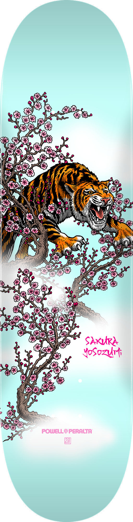 Powell Peralta Yosozumi Tiger Skateboard Deck - 8.5″ Light Blue
