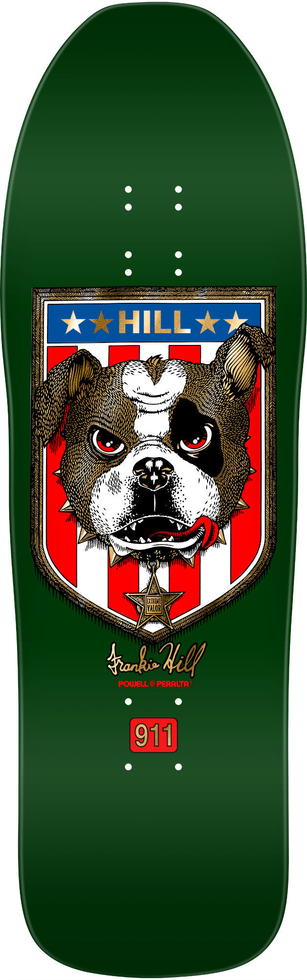 Powell Peralta Frankie Hill Bulldog Reissue Skateboard Deck - 10″ Green/Gold Foil