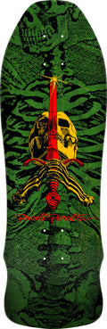 Powell Peralta GeeGah Skull and Sword Reissue Skateboard Deck - 9.75″ Green Stain **PRE-ORDER**