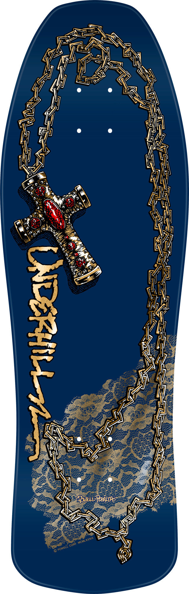 Powell Peralta OG Ray Underhill Chain & Cross Deck - 10" Navy/Gold Foil
