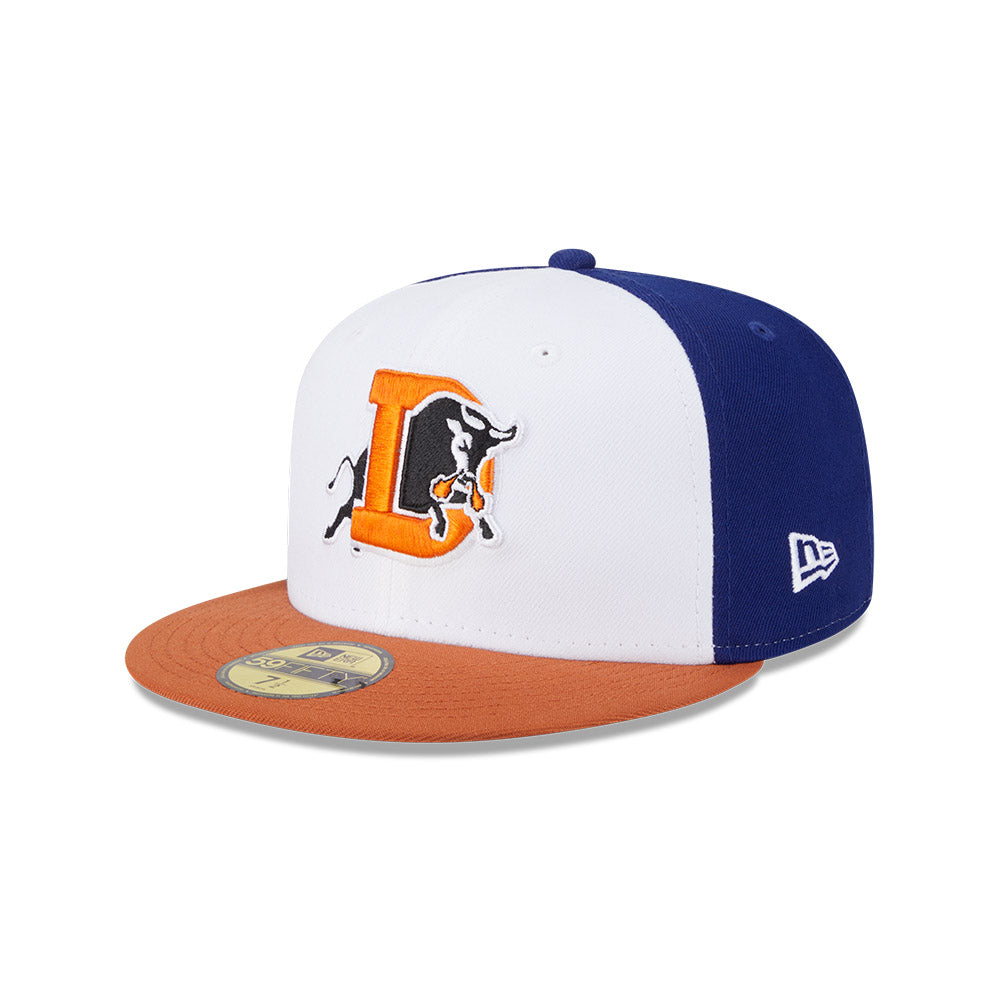 Durham Bulls MiLB New Era Men's White/Orange 59Fifty Authentic Collection Fitted Hat