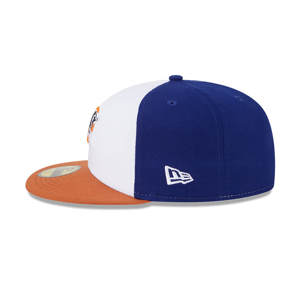 Durham Bulls MiLB New Era Men's White/Orange 59Fifty Authentic Collection Fitted Hat