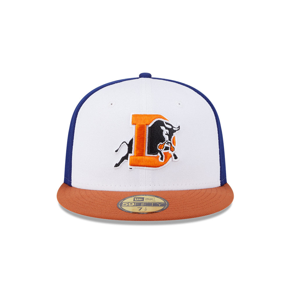 Durham Bulls MiLB New Era Men's White/Orange 59Fifty Authentic Collection Fitted Hat