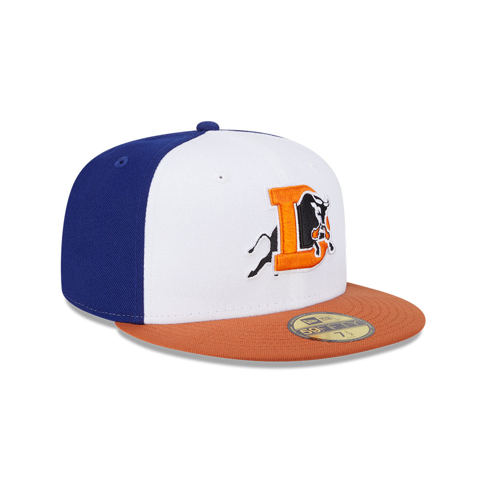 Durham Bulls MiLB New Era Men's White/Orange 59Fifty Authentic Collection Fitted Hat