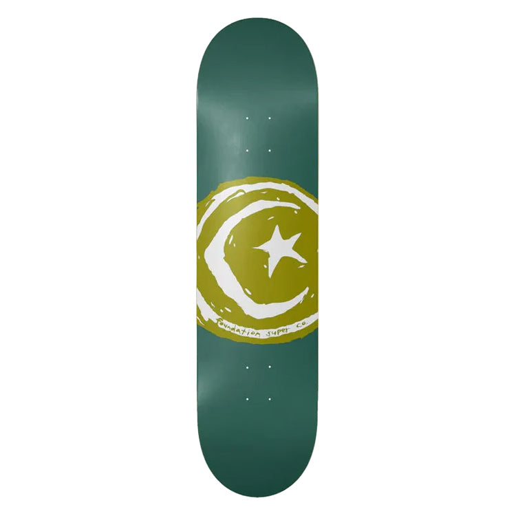 Foundation Skateboard Deck Star and Moon Green 8.25" x 31.63"