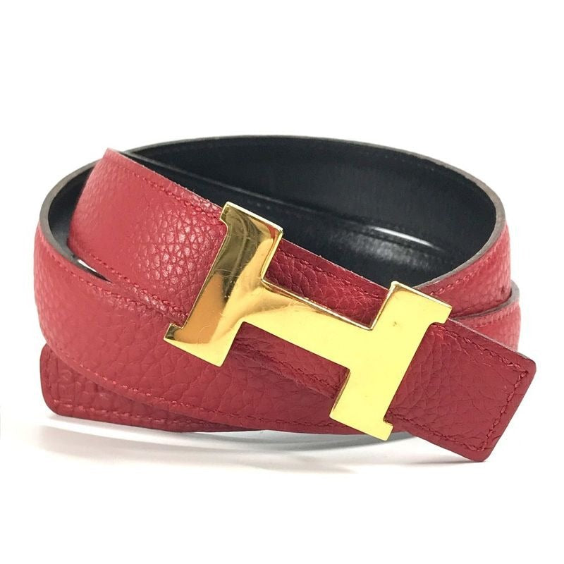 Hermes Belt H Constance Leather Red And Black