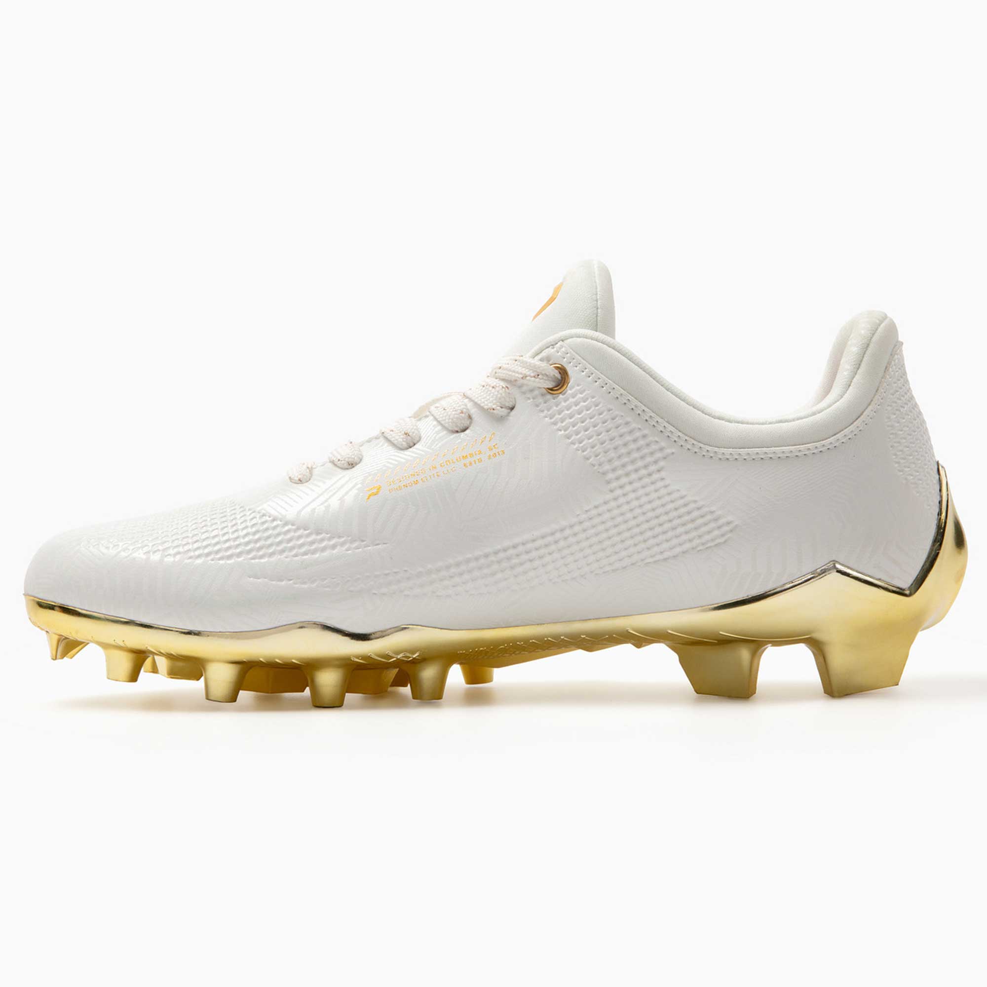 Phenom Elite Quantum Carbon Football Cleats – Gold Rush (White & Gold)
