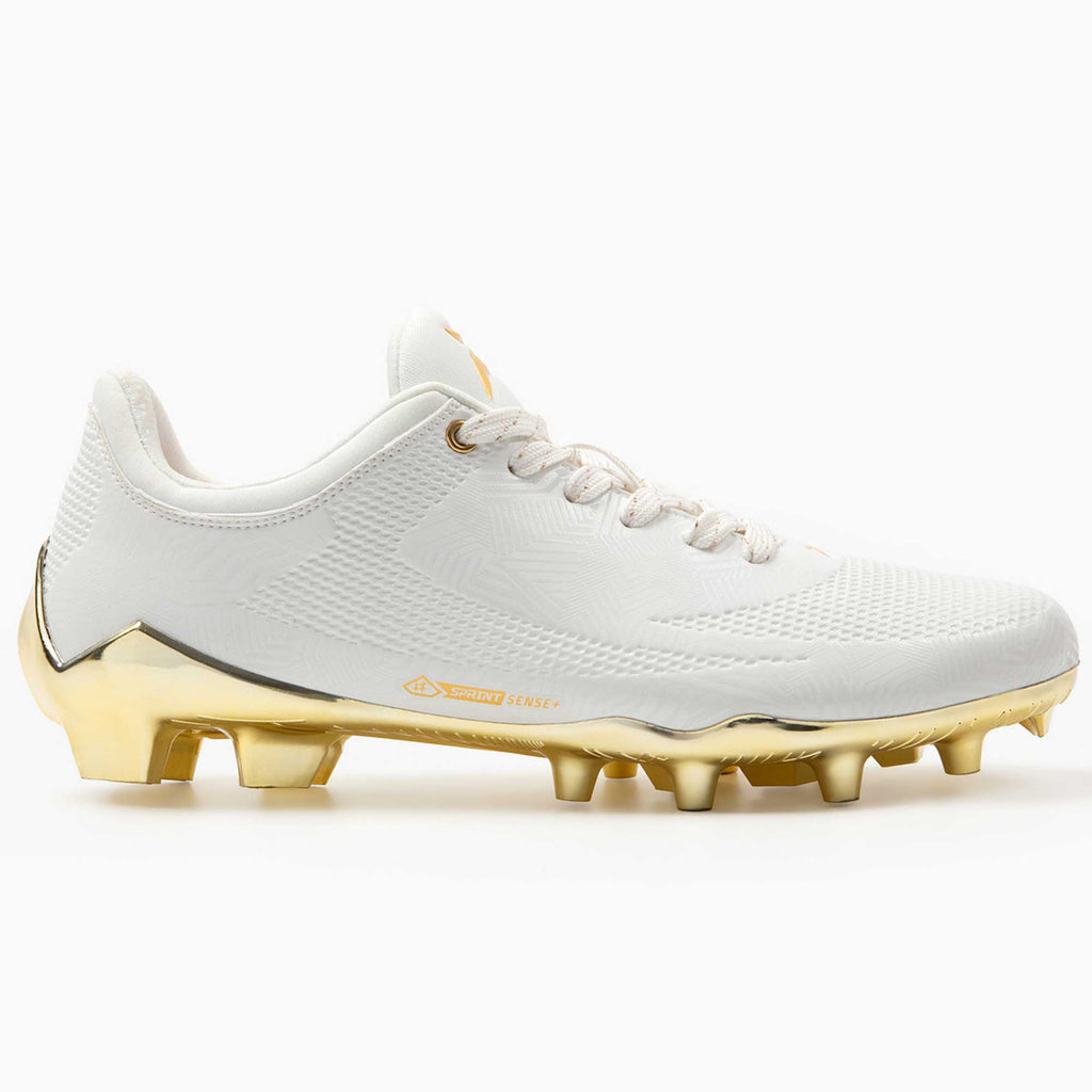Phenom Elite Quantum Carbon Football Cleats – Gold Rush (White & Gold)