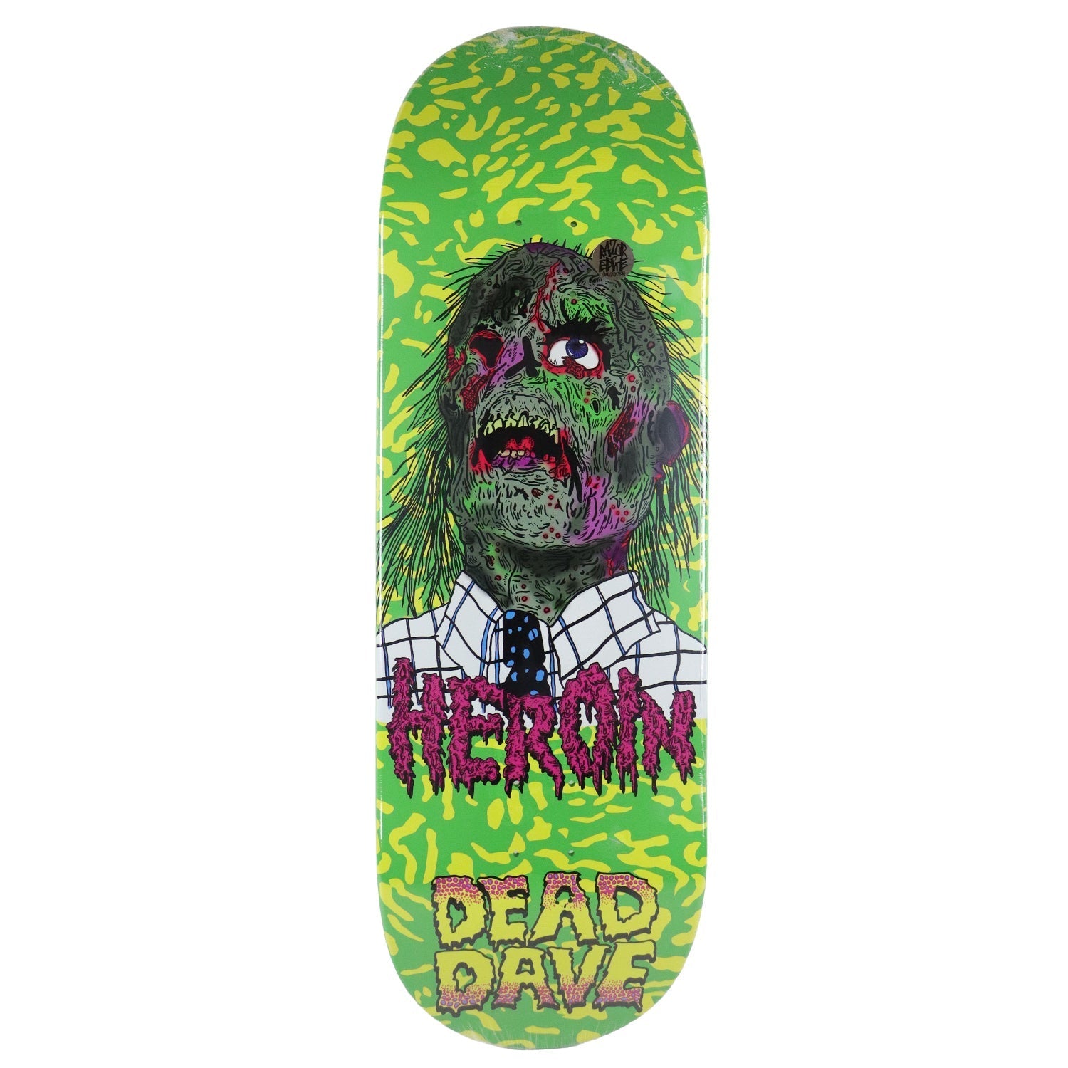 Heroin Skateboard Deck Dead Dave Dead Head Green 10.125" x 32.425"