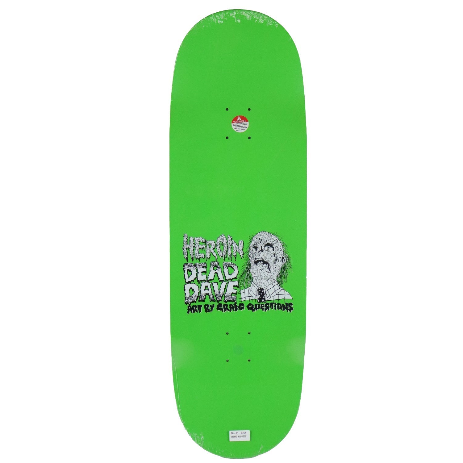 Heroin Skateboard Deck Dead Dave Dead Head Green 10.125" x 32.425"