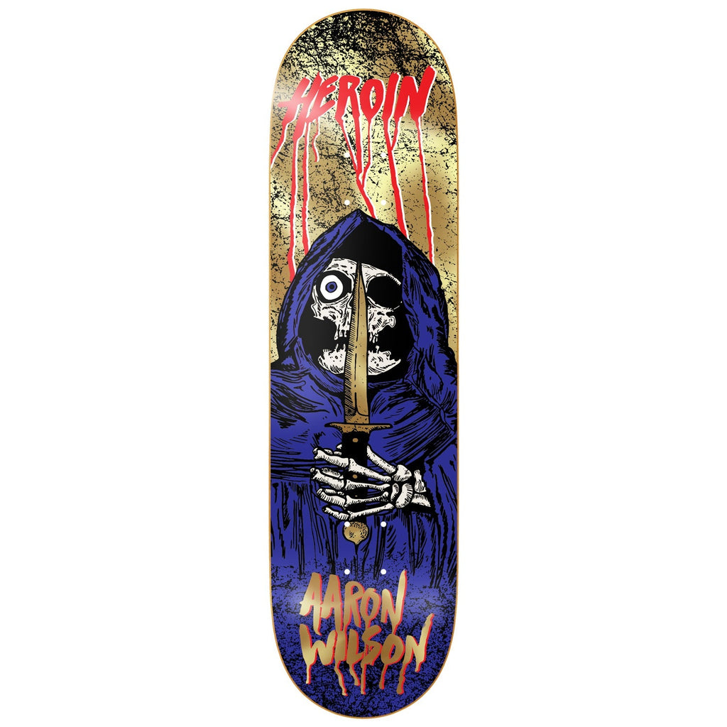 Heroin Skateboard Deck Aaron Wilson KO2 Skull Priest 8.5" x 32.2"