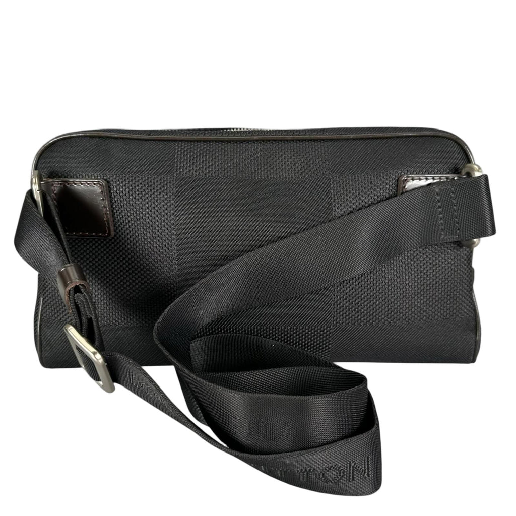 Louis Vuitton Acrobat Damier Geant Noir Leather Nylon Black Belt Bag Silver