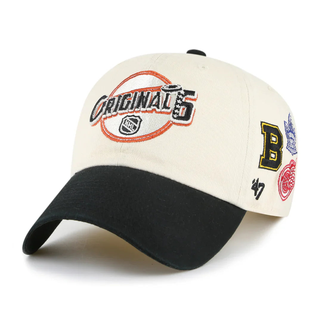 Original Six NHL 47 Brand Men's Cream/Black Vintage Two Tone Clean Up Adjustable Hat