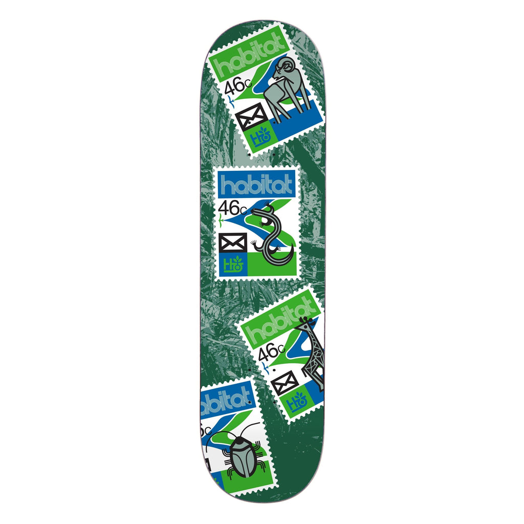 Habitat Skateboard Deck Postage Scatter Blue 8.5" x 32.5"