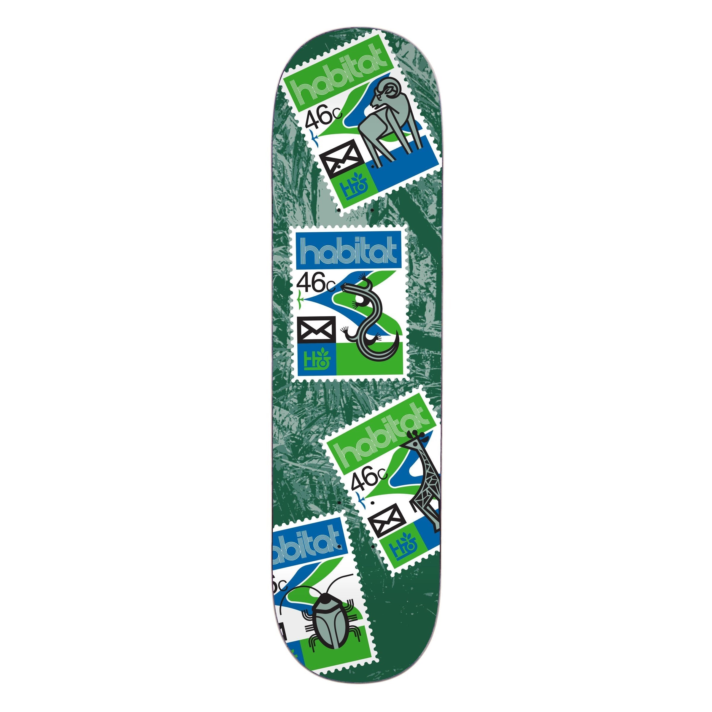 Habitat Skateboard Deck Postage Scatter Blue 8.5" x 32.5"