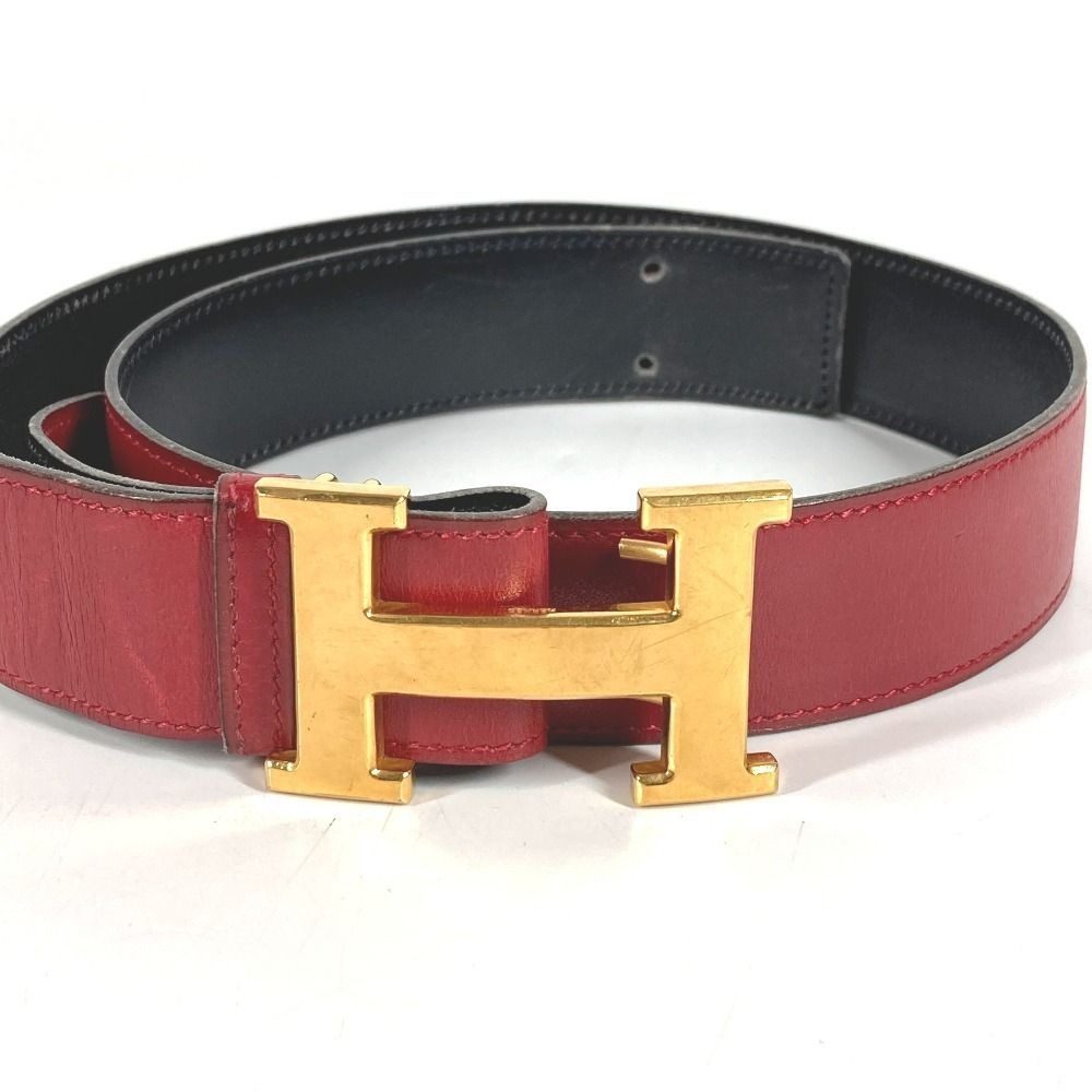 Hermes Belt Leather Red Black