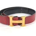 Hermes Belt Leather Red Black