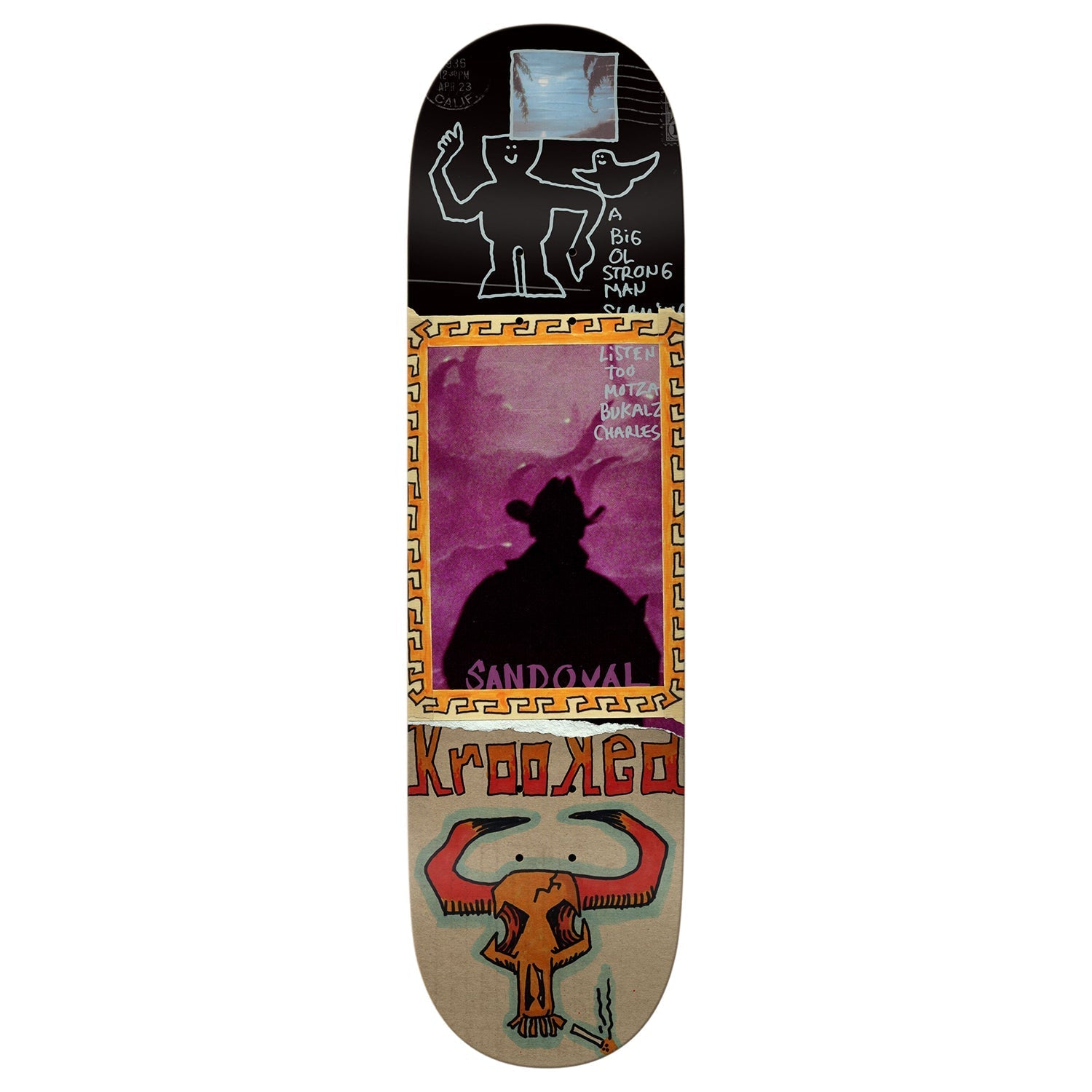 Krooked Skateboard Deck Sandoval Gun Slinger 9.0" x 32.2"