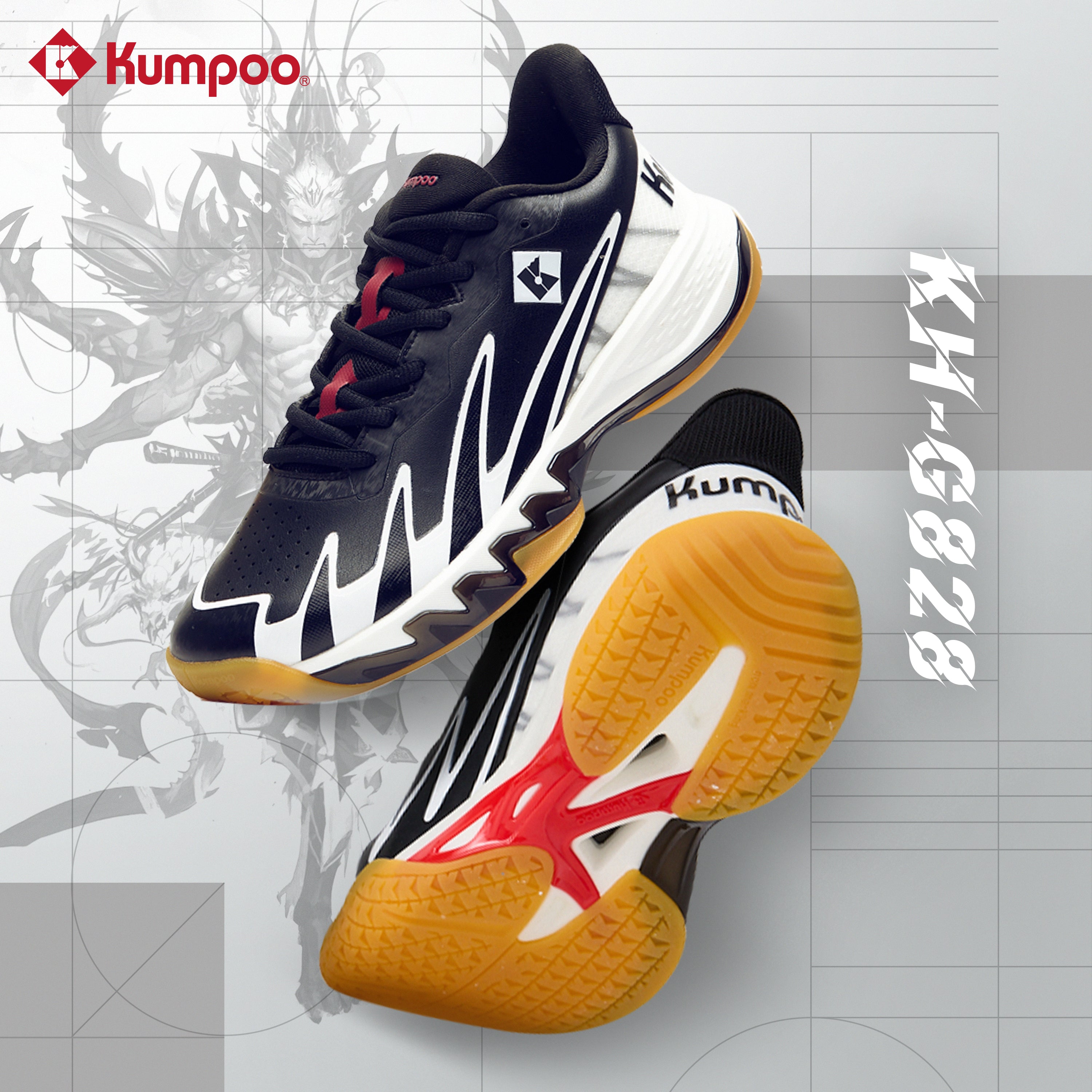 Kumpoo Badminton Shoe- KH-G828 (Black /White)