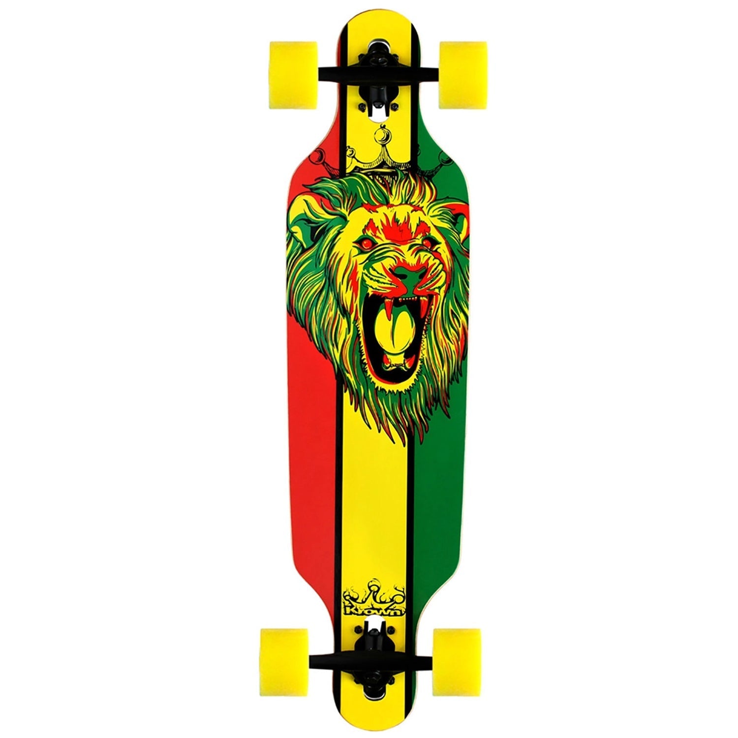 Krown Longboard Complete Elite Drop Through Rasta Lion - Yellow Wheels