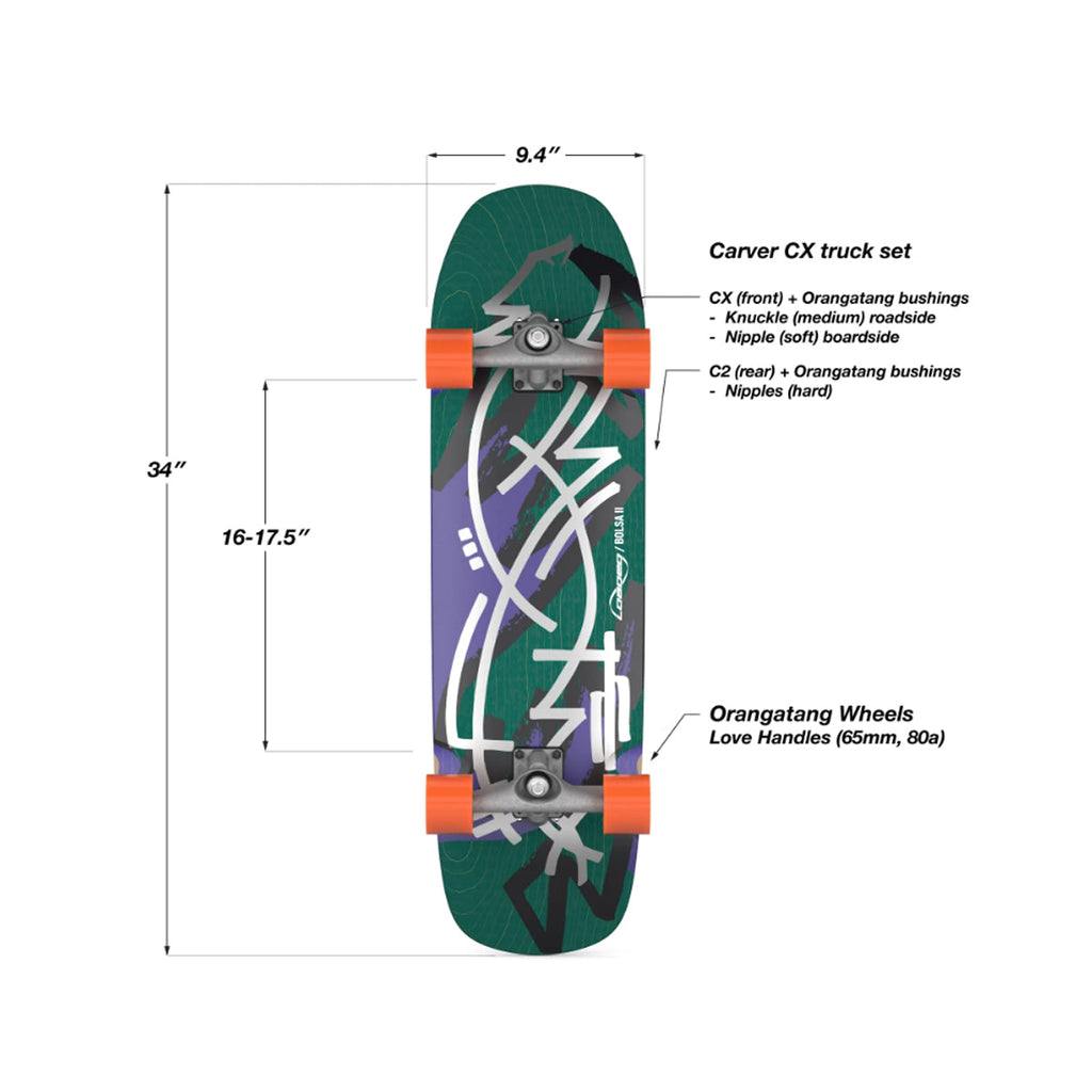 Loaded Boards Bolsa II Jazz Complete (65mm Love Handles, Carver CX Trucks)
