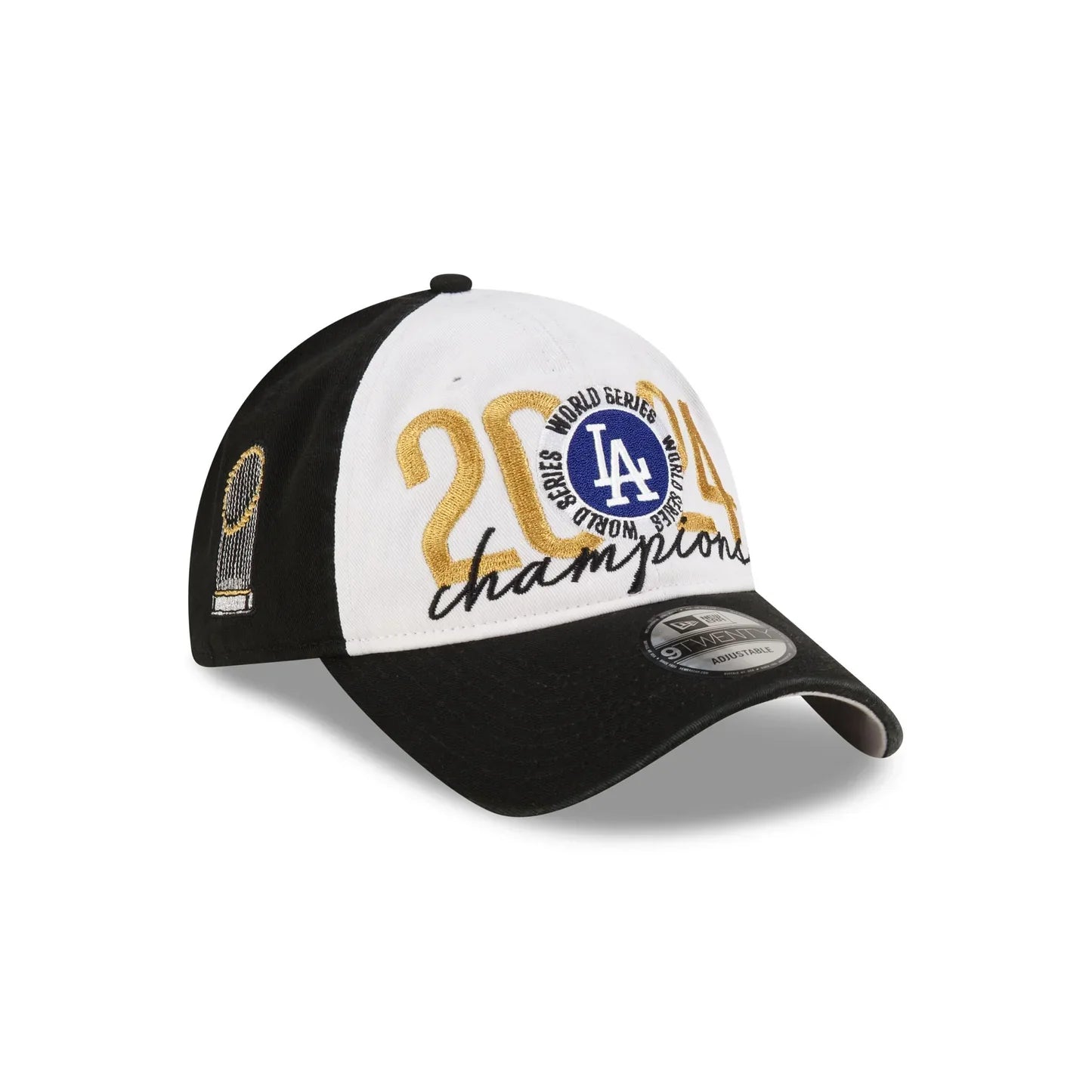 Los Angeles Dodgers MLB New Era Men's White/Black 9Twenty 2024 World Series Champions Locker Room Adjustable Hat