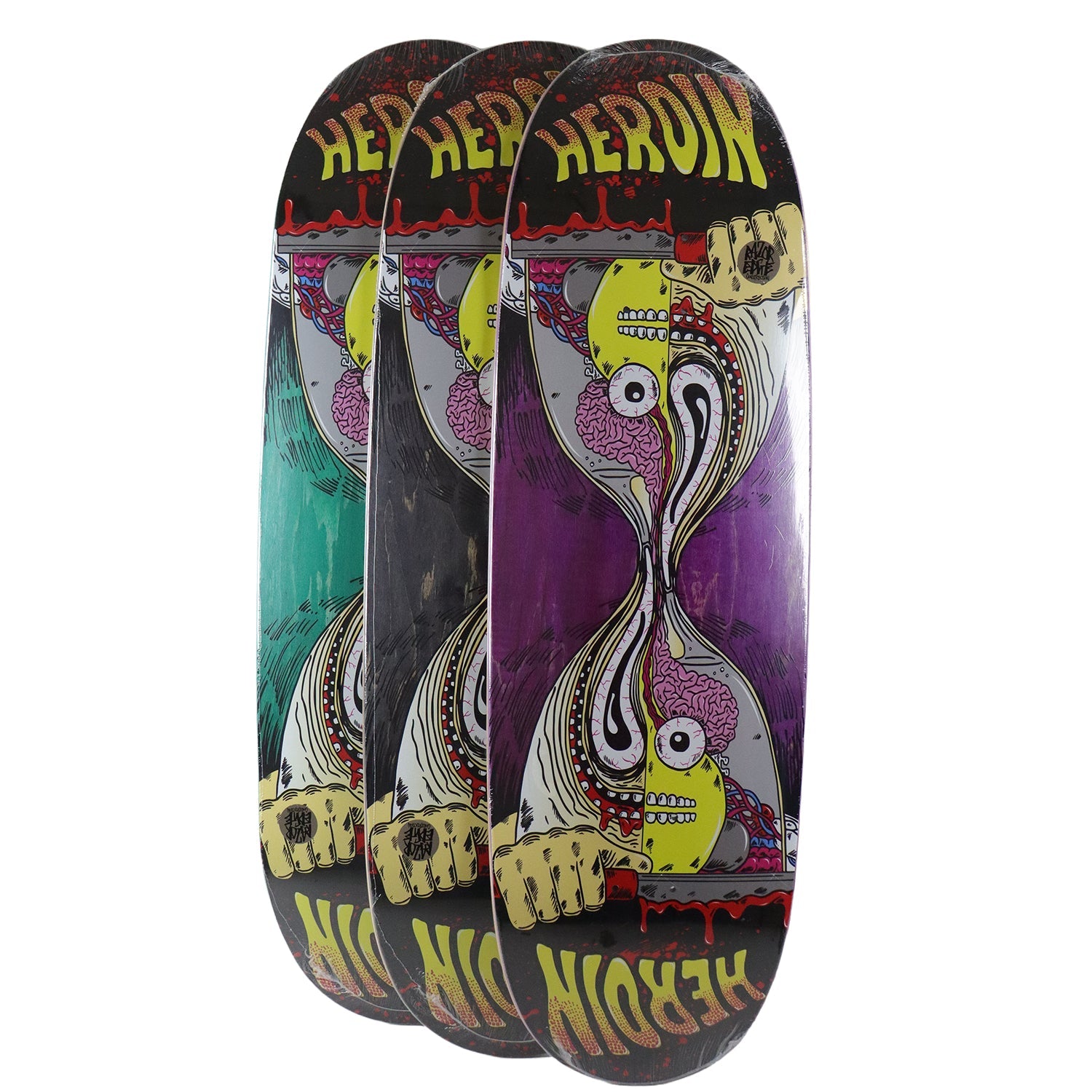 Heroin Skateboard Deck Merged Anatomy Razoregg (Assorted) 9.25" x 32"