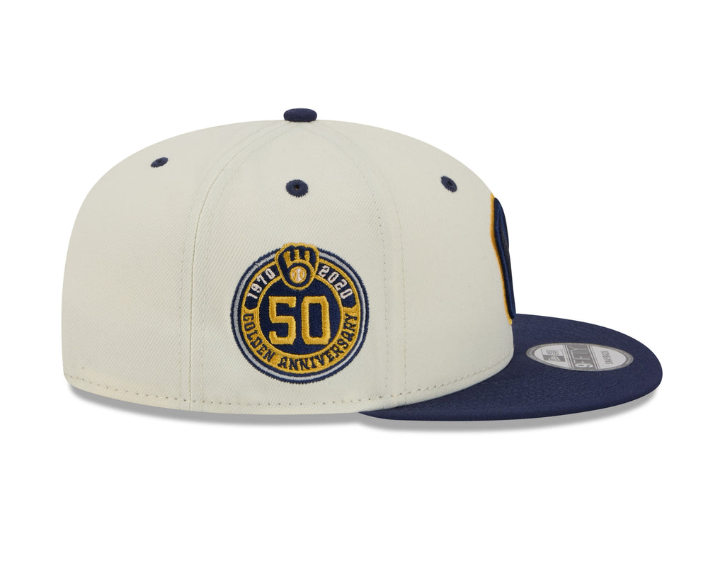 Milwaukee Brewers MLB New Era Men's Cream/Navy 9Fifty Mascot Pin Snapback